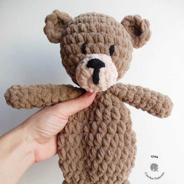 CROCHET Bear PATTERN - Baddy the Bear Plush Snuggler | Teddy Bear | Bear Amigurumi | Easy Crochet Pattern | Crochet Animal