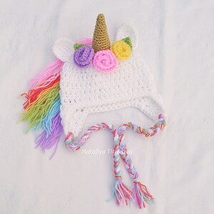 MOTIF AU CROCHET | Bonnet licorne, chapeau animal d'hiver, chapeau d'Halloween, accessoire photo, cadeau de douche, PDF, facile | Tailles de bébé à adulte image 6