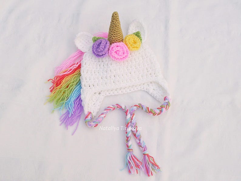 MOTIF AU CROCHET | Bonnet licorne, chapeau animal d'hiver, chapeau d'Halloween, accessoire photo, cadeau de douche, PDF, facile | Tailles de bébé à adulte image 6