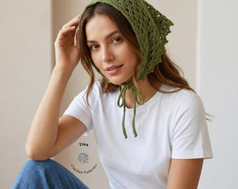 CROCHET PATTERN & VIDEO | Granny Stitch Bandana Headscarf, Easy Crochet Bandana Headband, Crochet Hair Scarf Kerchief Pdf, Beginner Friendly