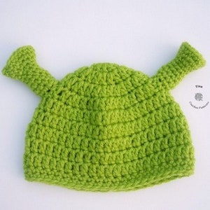 GEHAAKT PATROON Shrek-hoed voor Halloween Gehaakte muts Instant digitale download pdf-formaten van baby tot volwassene