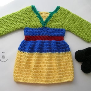 MODELLO ALL'UNCINETTO Vestito da principessa per Halloween in inglese PDF Il modello include vestito e scarpe per foto di scena / Taglie 0-12 mesi