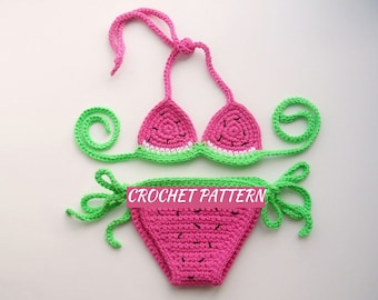 CROCHET PATTERN - Watermelon Bikini Baby Set | Crochet Baby Bikini | Crochet Swimwear | Baby Girl Photo Prop | Sizes 6 - 12 months