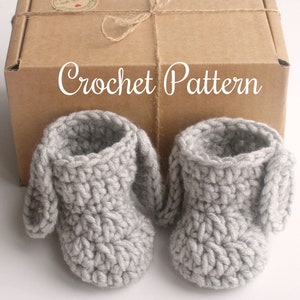 CROCHET Baby Booties PATTERN | Bunny Baby Booties | Crochet Easter Baby Shoes | Bunny Slippers | Easy Crochet Pattern | Sizes 0 - 12 months