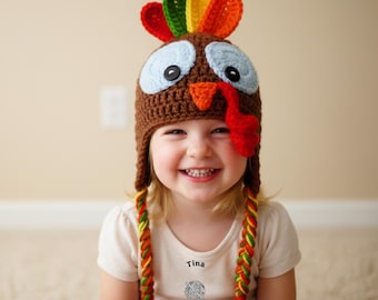 Baby Turkey Costume - Crochet Knitted Hat & Diaper Cover Photography Prop For 0-3 Months