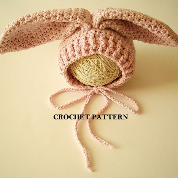 CROCHET PATTERN -  Bunny Baby Bonnet | Crochet Bunny Hat | Crochet Easter Hat | Crochet Animal Hat | Sizes 0-3 | 3-6 Months