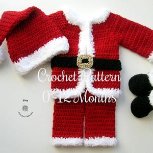CROCHET PATTERN | Santa Baby Costume: Hat, Pants, Jacket, Booties, Photo Prop, Christmas Costume, Shower Gift, PDF | Sizes 0–12 Months