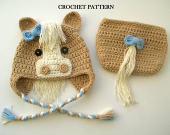 CROCHET PATTERN | Baby Horse Outfit, Hat and Diaper Cover, Photo Prop, Halloween Costume, Shower Gift, PDF Download | Sizes 0–12 Months