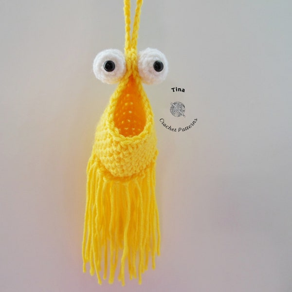 MOTIF AU CROCHET - Mini Yip Yip | Suspension au crochet Yip Yip | Cintre pour voiture | Suspension pour miroir | Jardinière suspendue | Mini panier extraterrestre martien au crochet