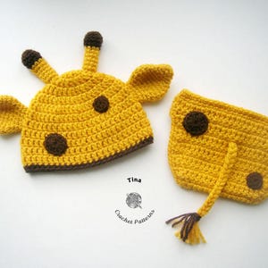 CROCHET PATTERN - Giraffe Baby Hat and Diaper Cover Set | Newborn Photo Prop | Crochet Baby Animal Halloween Costume | Sizes 0–12 Months