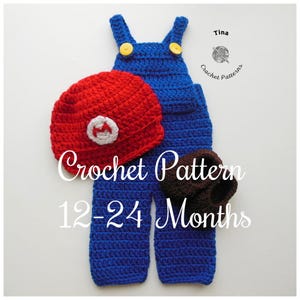 CROCHET PATTERN - Mario Baby Set | Baby Halloween Costume | Baby Photo Prop | Sizes 12–18 | 18–24 months