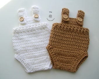 CROCHET PATTERN Baby Romper Overalls, Bodysuit, Easy Tutorial, Beginner Project, Photo Prop, Shower Gift, PDF Download | Sizes 0–12 Months