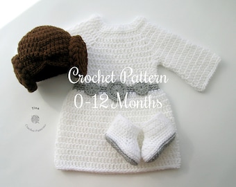 CROCHET PATTERN Baby Princess Outfit: Wig Hat, Dress, Shoes, Photo Prop, Halloween Costume, Shower Gift, English PDF | Sizes 0–12 Months