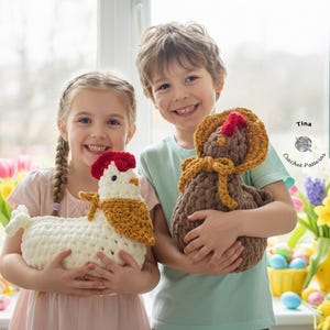 CROCHET PATTERN Chicken, No Sew Chubby Hen Farm Animal Plush, Easy English pdf, Beginner Friendly Easter Toy, Spring DIY, Handmade Kids Gift