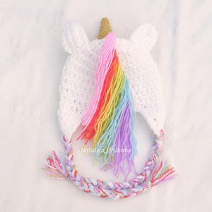 MOTIF AU CROCHET | Bonnet licorne, chapeau animal d'hiver, chapeau d'Halloween, accessoire photo, cadeau de douche, PDF, facile | Tailles de bébé à adulte image 8
