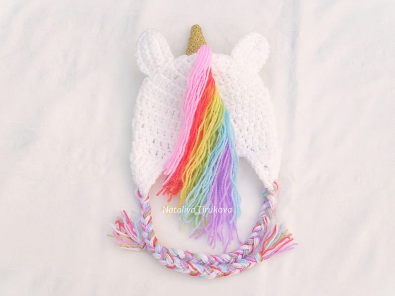 MOTIF AU CROCHET | Bonnet licorne, chapeau animal d'hiver, chapeau d'Halloween, accessoire photo, cadeau de douche, PDF, facile | Tailles de bébé à adulte image 8