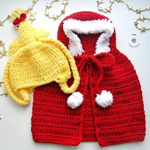 CROCHET PATTERN - Cindy Hat and Cape Outfit | Baby Girl Photo Prop | Crochet Baby Halloween Christmas Costume | Sizes Newborn - 12 months