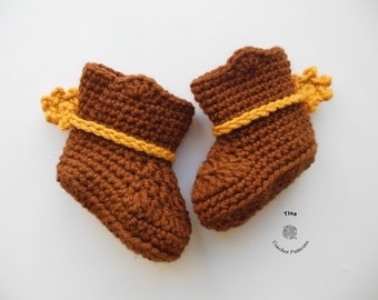 CROCHET PATTERN - Cowboy Baby Booties | Crochet Cowboy Shoes, Slippers | Newborn Photo Prop | Easy Crochet Pattern | Sizes 0–12 Months