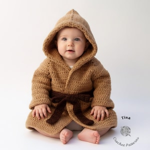 Patrón de ganchillo para cárdigan con capucha de bebé, bata de bebé, chaqueta para recién nacido, conjunto, accesorio para fotos, regalo para baby shower, descarga en PDF / Tallas de 0 a 24 meses