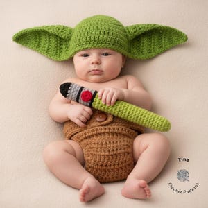 CROCHET PATTERN | Baby Green Alien Costume: Hat, Diaper Cover, Booties, Photo Prop, Halloween Costume, Shower Gift, PDF | Sizes 0–12 Months image 3