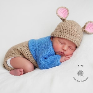 CROCHET PATTERN | Baby Kangaroo Outfit: Hat and Romper, Photo Prop, Halloween Costume, Shower Gift, PDF Download | Sizes 0–12 Months image 1
