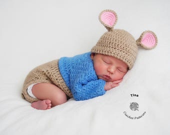 CROCHET PATTERN | Baby Kangaroo Outfit: Hat and Romper, Photo Prop, Halloween Costume, Shower Gift, PDF Download | Sizes 0–12 Months