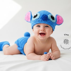 CROCHET PATTERN Baby Stitch Outfit: Hat, Diaper Cover, Booties, Photo Prop, Halloween Costume, Shower Gift, PDF Download | Sizes 0–12 Months image 3