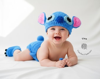 CROCHET PATTERN Baby Stitch Outfit: Hat, Diaper Cover, Booties, Photo Prop, Halloween Costume, Shower Gift, PDF Download | Sizes 0–12 Months
