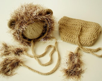 CROCHET PATTERN Baby Lion Outfit, Bonnet Hat and Diaper Cover, Photo Prop, Halloween Costume, Shower Gift, PDF Download | Sizes 0–12 Months