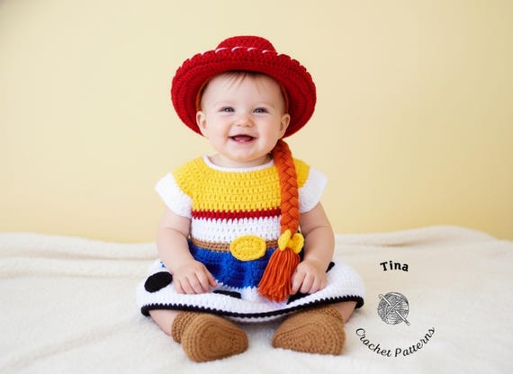 CROCHET PATTERN Baby Jessie Outfit: Cowgirl Hat, Dress, Booties, Photo Prop, Halloween Costume, Shower Gift, English PDF | Sizes 0–12 Months