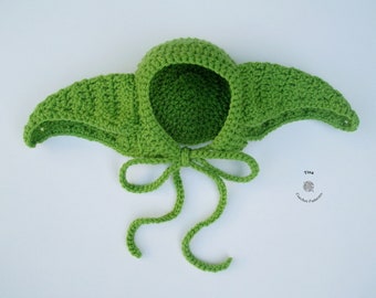MOTIF AU CROCHET - Bonnet vert extraterrestre | Bonnet d'Halloween pour bébé | Bonnet au crochet pour bébé | Tailles 0-3 | 3-6 | 6-12 mois