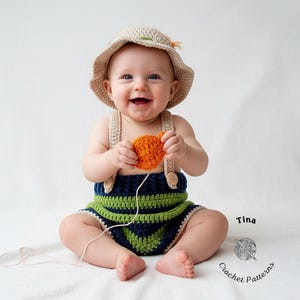 CROCHET PATTERN Baby Fisherman Outfit: Hat, Shorts, Fish, Fishing Outfit, Photo Prop, Halloween Costume, PDF English | Sizes 0–12 Months