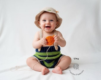 CROCHET PATTERN | Baby Fisherman Outfit: Hat, Shorts, Fish, Fishing Outfit, Photo Prop, Halloween Costume, PDF English | Sizes 0–12 Months