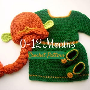 CROCHET PATTERN Baby Princess Halloween Outfit in English PDF Pattern Includes Wig, Dress and Shoes for Photo Prop | Sizes 0–12 Months
