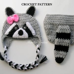 SCHEMA ALL'UNCINETTO - Set copri pannolino e cappello da procione per neonati / Costume di Halloween per neonati / Accessorio per foto di neonati / Cappello da animale / Taglie 0-12 mesi