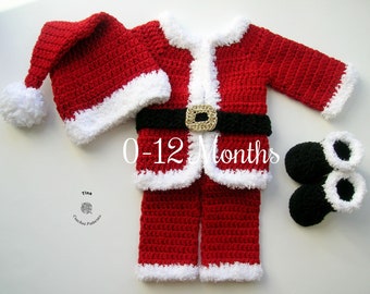 CROCHET PATTERN Baby Santa Christmas Costume in English PDF