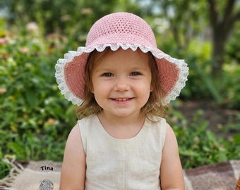 CROCHET PATTERN & VIDEO / Summer Brimmed Lace Hat, Sizes from Baby to Adult