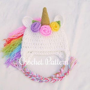 MOTIF AU CROCHET | Bonnet licorne, chapeau animal d'hiver, chapeau d'Halloween, accessoire photo, cadeau de douche, PDF, facile | Tailles de bébé à adulte image 11