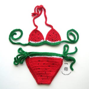 CROCHET PATTERN Baby Watermelon Bikini, Baby Swimwear, Summer Photo Prop, Halloween Costume, Shower Gift, English PDF | Sizes 0–12 Months