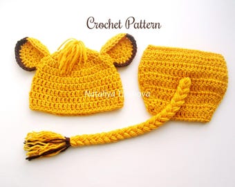 CROCHET PATTERN Baby Lion Outfit, Hat and Diaper Cover, Newborn Photo Prop, Halloween Costume, Shower Gift, PDF Download | Sizes 0–12 Months