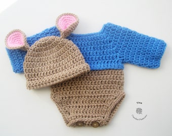 CROCHET PATTERN | Baby Kangaroo Outfit: Hat and Romper, Photo Prop, Halloween Costume, Shower Gift, PDF Download | Sizes 0–12 Months