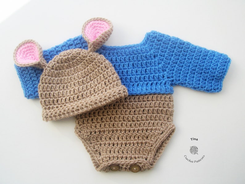 CROCHET PATTERN | Baby Kangaroo Outfit: Hat and Romper, Photo Prop, Halloween Costume, Shower Gift, PDF Download | Sizes 0–12 Months image 3