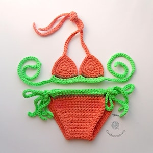 CROCHET PATTERN Peach Bikini Baby Set PDF in English | Sizes 0–3 | 3–6 months