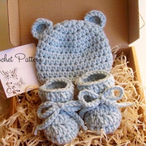 SCHEMA ALL'UNCINETTO - Set di cappellino e scarpine per neonati a forma di orso / Accessorio fotografico per neonati / Cappello all'uncinetto per animali / Schema all'uncinetto facile / Taglie 0-12 mesi