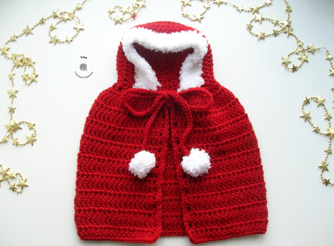 CROCHET PATTERN Red Baby Cape Crochet Baby Christmas Crochet Baby Cape
