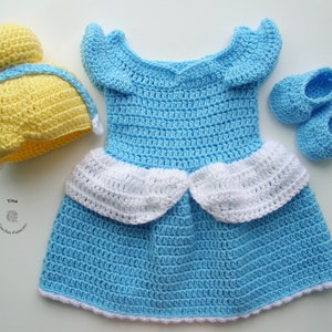 CROCHET PATTERN Baby Princess Halloween Outfit in English PDF Pattern Includes Wig, Dress and Shoes for Photo Prop | Sizes 0-12 Months
