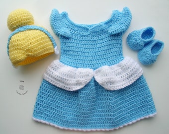 CROCHET PATTERN - Princess Costume | Baby Girl Photo Prop | Crochet Baby Halloween Costume | Sizes Newborn - 12 months
