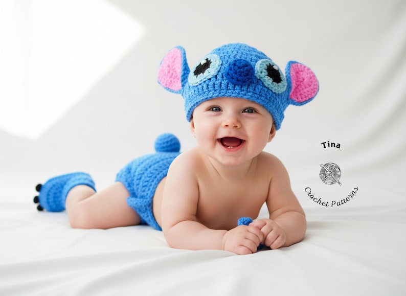 CROCHET PATTERN Baby Stitch Outfit: Hat, Diaper Cover, Booties, Photo Prop, Halloween Costume, Shower Gift, PDF Download | Sizes 0–12 Months image 13