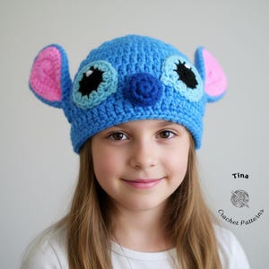 GEHAAKT PATROON | Stitch beanie, muts, halloween beanie, fotorekwisiet, douchecadeau, pdf-download, eenvoudig | Maten van baby tot volwassene