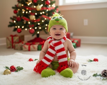 CROCHET PATTERN Baby Thief Outfit: Hat, Scarf, Diaper Cover, Booties, Photo Prop, Christmas Costume, Shower Gift, PDF | Sizes 0–12 Months